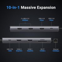 Нов UGREEN Revodok Pro USB C Hub: 10-в-1 Станция, HDMI 4K&8K, снимка 5 - Друга електроника - 42742173
