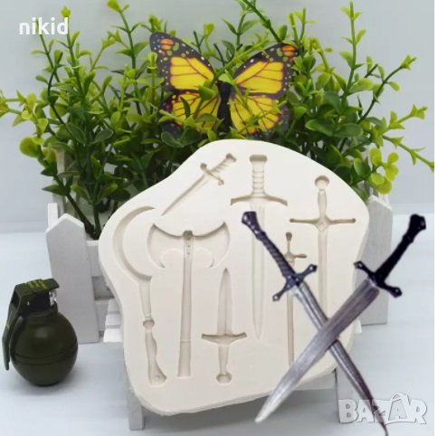 Сабя меч сатър нож сърп оръжие саби силиконов молд украса фондан шоколад торта гипс, снимка 1