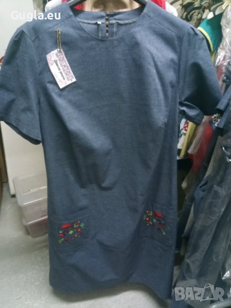 Дънкова рокля с бродерия шевици Милора, снимка 1