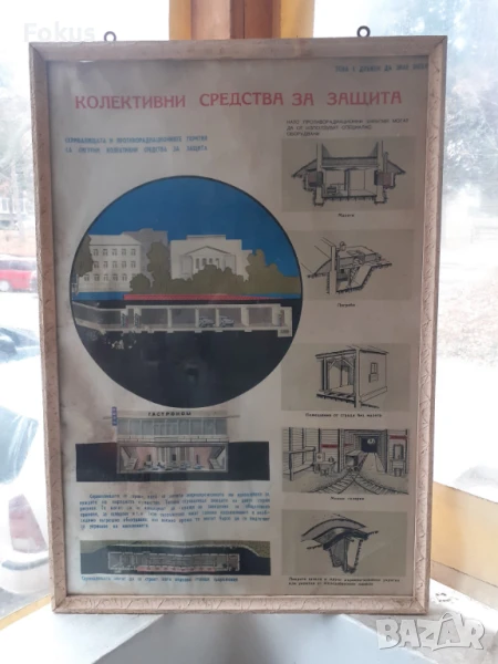 Голям плакат картина СОЦ гражданска защита рамка, снимка 1