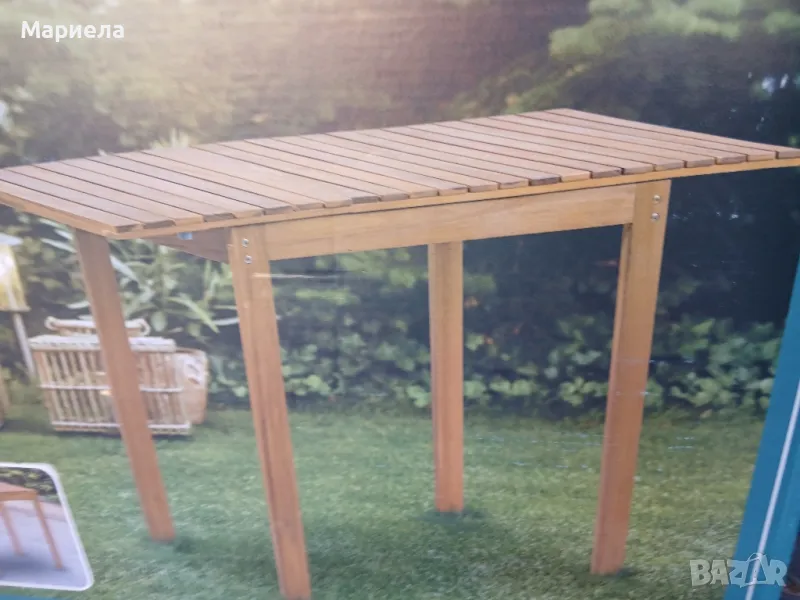 Дървена разтегателна градинска маса 110 х 55 х 75 см, снимка 1