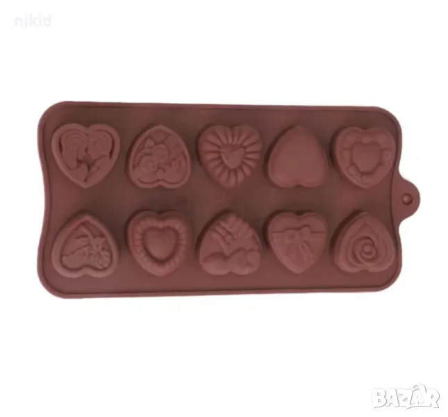 10 вида сърце сърца с двойка рози подарък love силиконов молд форма фондан шоколад сапун гипс бонбон, снимка 1