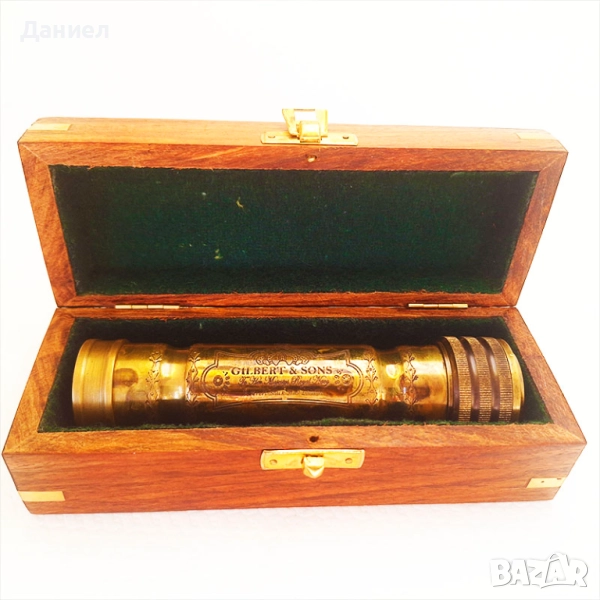 Калейдоскоп от бронз в дървена кутия , снимка 1