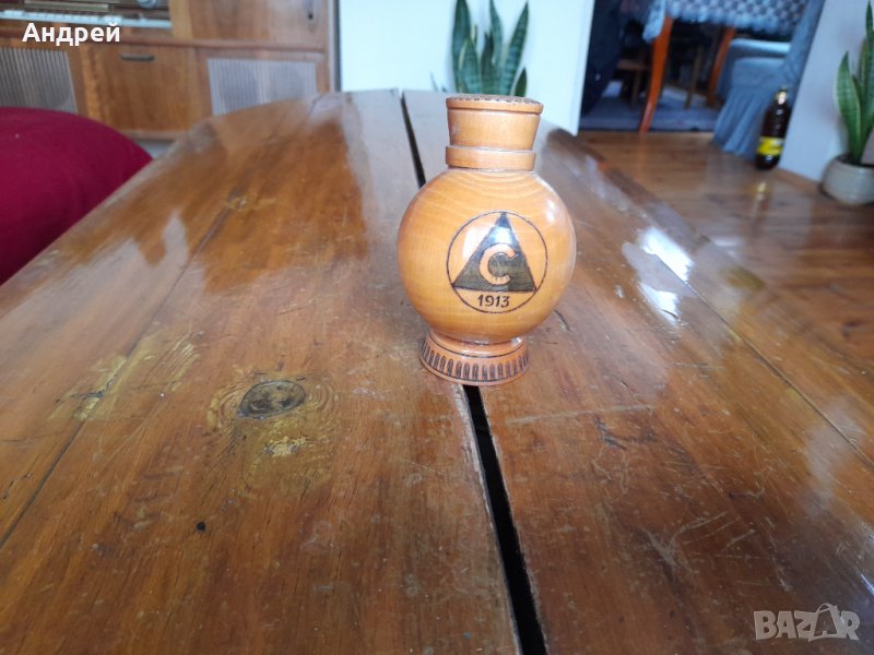 Стара дървена ваза Славия, снимка 1