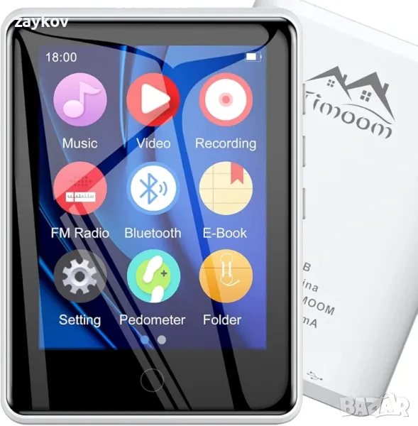 MP3 плейър 32GB с BT 5.0 Поддържа TF до 128GB, Timoom M6 MP3 HIFI Lossless Sound Музикален плейър, снимка 1