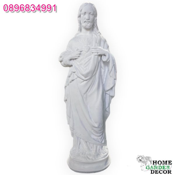 Декоративна статуя фигура от бетон Исус Христос в бял цвят, снимка 1