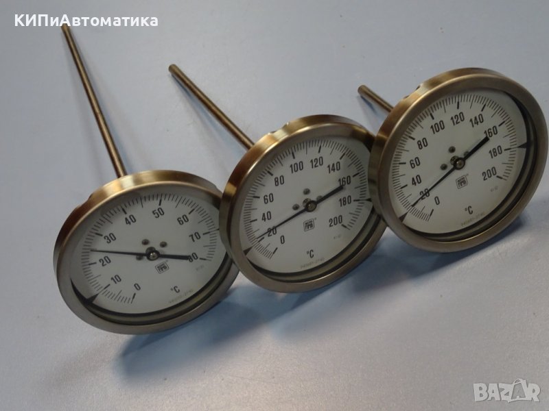 биметален термометър NUOVA FIMA Ø110mm G1/2 KL1 0/+200°C L- 100-300mm, снимка 1