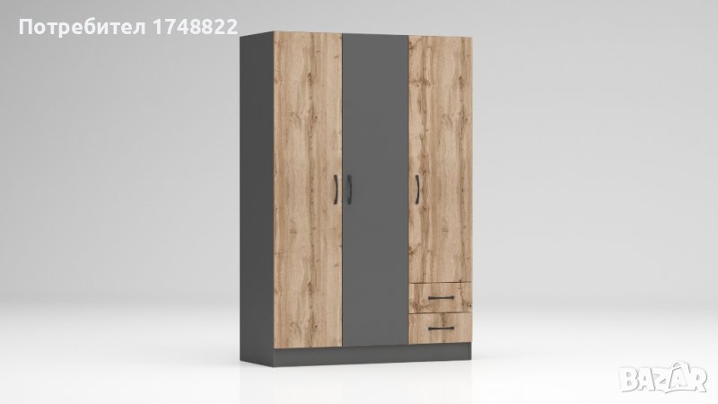 Гардероб Аполо 2 дъб вотан/ антрацит, снимка 1