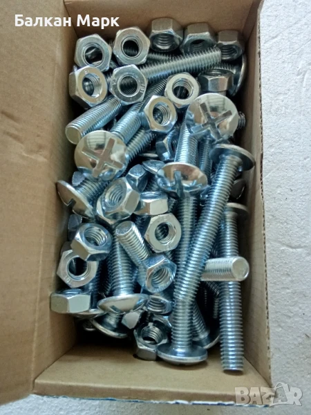 Болтове с полуобла глава и широка периферия Zn, PZ,М10х70 +гайки – 50 броя 🔩, снимка 1