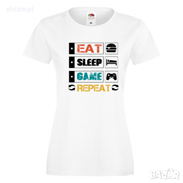 Дамска тениска Game 2,Eat,Sleep,GameRepeat,Ядене,Спане,Геймс, снимка 1