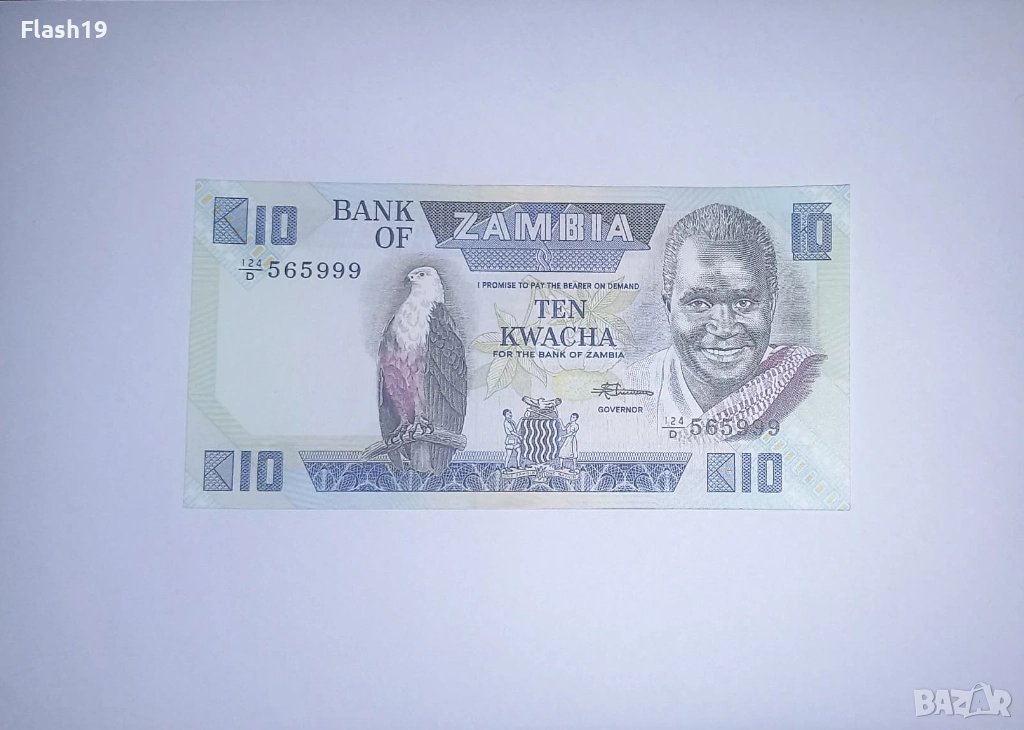 Замбия 10 квача 1980-1988 UNC, снимка 1