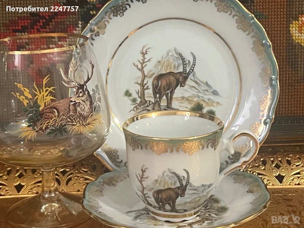 Сет порцелан с ловен мотив, снимка 1