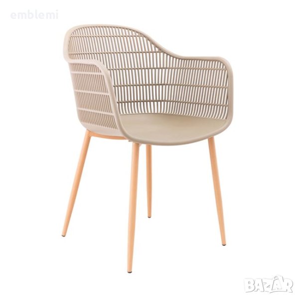 Стол градински трапезен Berry Бежав с кафеви крака, снимка 1