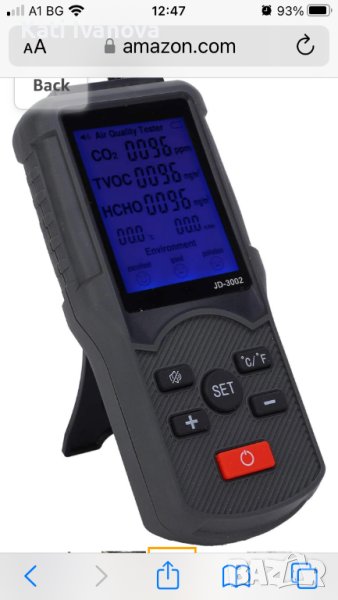 Монитор за качество на въздуха CO2 TVOC Детектор за температура и влажност Промишлено оборудване за , снимка 1