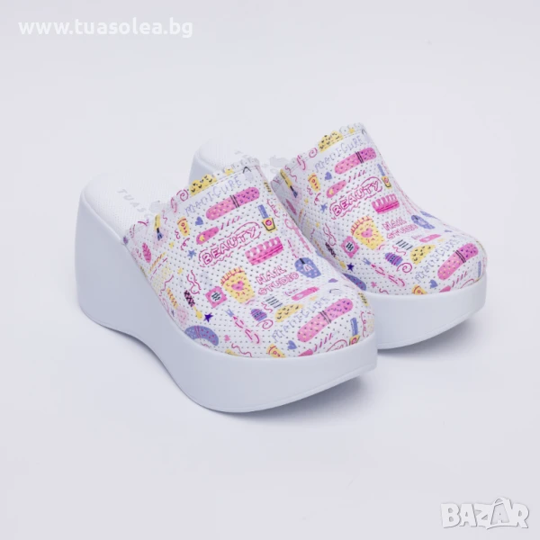 Работни анатомични чехли на платформа от естествена кожа | Марка Tuasolea, снимка 1