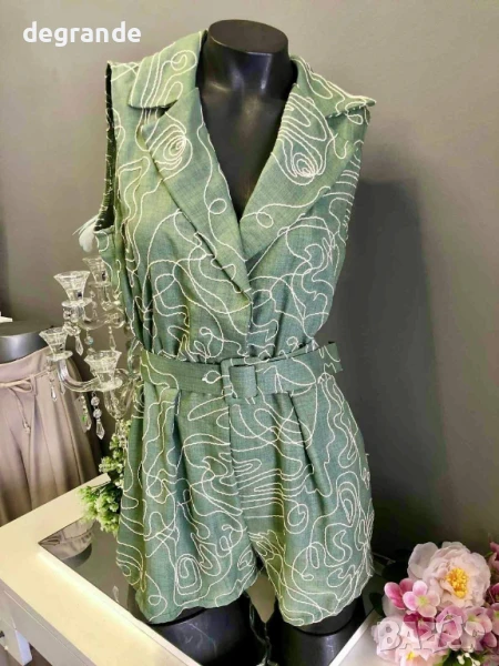 Елегантен зелен гащеризон, снимка 1