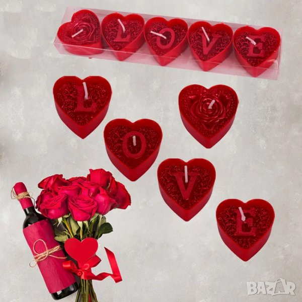 Чаени свещи LOVE /5 броя/, снимка 1