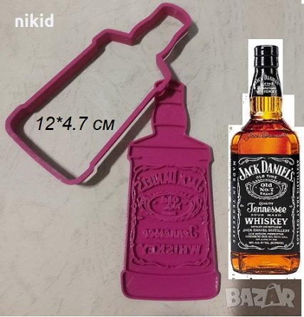 Бутилка Уиски jack daniel's пластмасов резец форма фондан тесто бисквитки, снимка 1