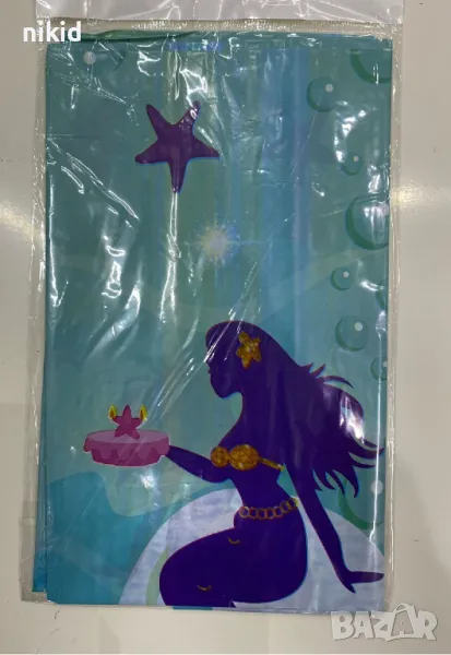 Русалка Морско дъно синя найлонова покривка за парти рожден ден, снимка 1