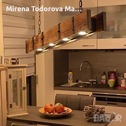 LED лед висяща лампа за маса, Дървен рустик 40 W 100 см, снимка 1