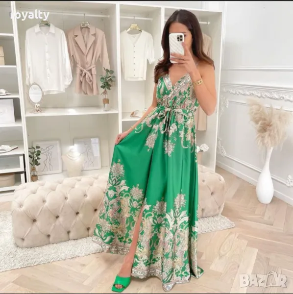 Зелена ефирна дамска рокля , снимка 1