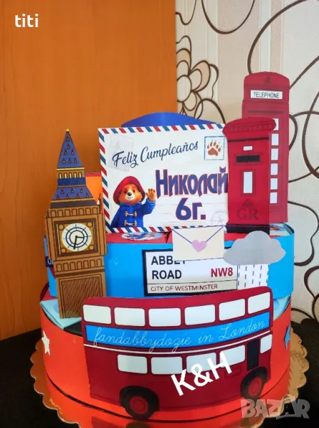 Картонена торта Мечето Падингтън , снимка 1