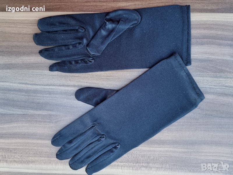 Черни къси сатенени ръкавици , снимка 1