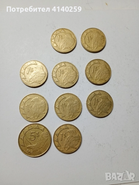 Намибия монети 5 долара 2012 г 1 долар 2010 г , снимка 1