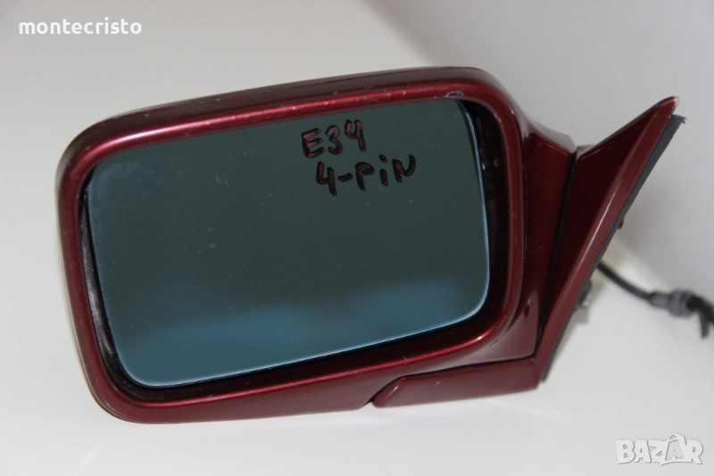 Ляво огледало BMW E34 Serie 5 (1988-1992г.) 4 пина / синьо стъкло, снимка 1