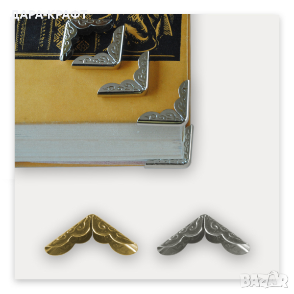 Предпазни ъгли за книги, албуми, тефтери, 20x20x3мм, 20бр, снимка 1