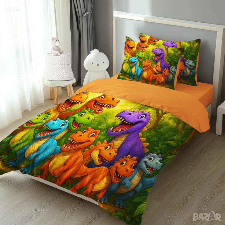 Детско спално бельо с реалистичен 4K принт Dino world 14185 Българско производство, снимка 1