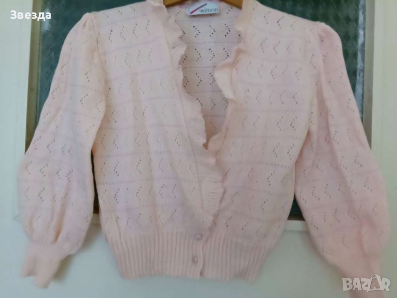 Дамска жилетка - розова, плетена, снимка 1
