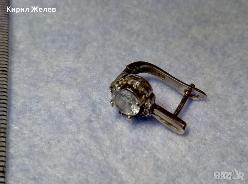 СКЪПОЦЕННА СРЕБЪРНА ОБЕЦА РОДИРАНО СРЕБРО 925 АНГЛИЯ с ЮВЕЛИРНО ФАСЕТИРАНИ ЦИРКОНИ 34330, снимка 1