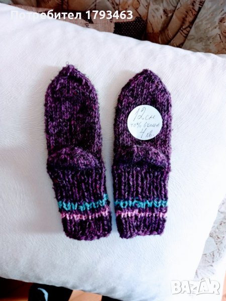 Ръчно плетени бебешки чорапи ,дължина на ходилото 12 см, снимка 1