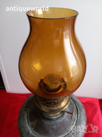 Рядка Голяма Старинна Бронзова Газена Лампа 19Век, снимка 3 - Антикварни и старинни предмети - 44413503