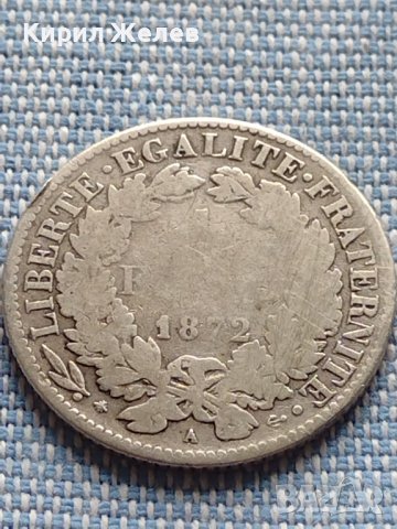 Сребърна монета 1 франк 1872г. Париж Франция 36486, снимка 6 - Нумизматика и бонистика - 42903633