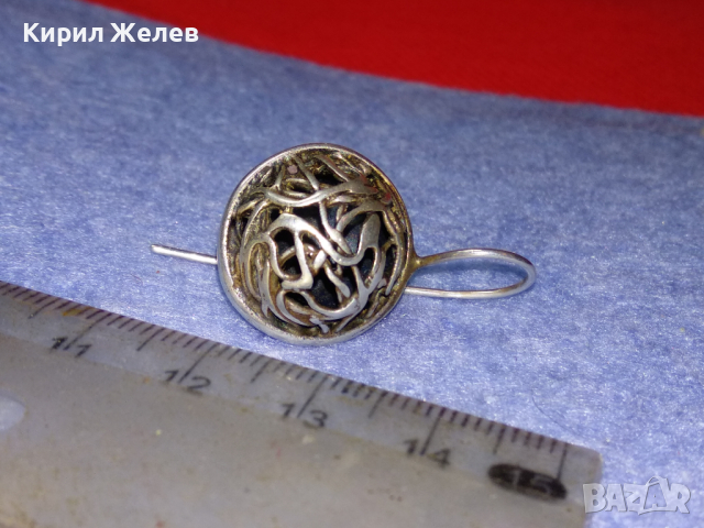 ВИНТИДЖ АРТ СРЕБЪРНА ОБЕЦА ЛАКИРАНО СРЕБРО 925 МАЙСТОРСКА АЖУРНА РЪЧНА ИЗРАБОТКА 43337, снимка 9 - Обеци - 44722350