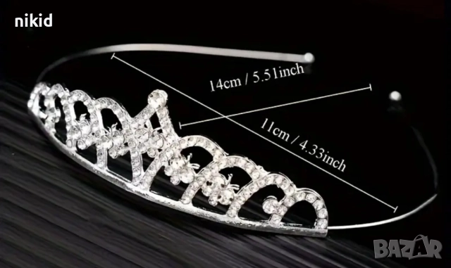 5 вида сребрист венец диадема детска дамска метална , снимка 3 - Аксесоари за коса - 52498227