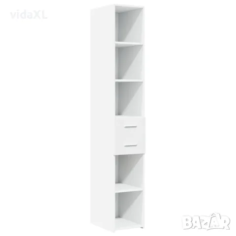 vidaXL Тънък шкаф за съхранение, бял, 30x42,5x225 см, инженерно дърво, снимка 6 - Бюфети - 56146901