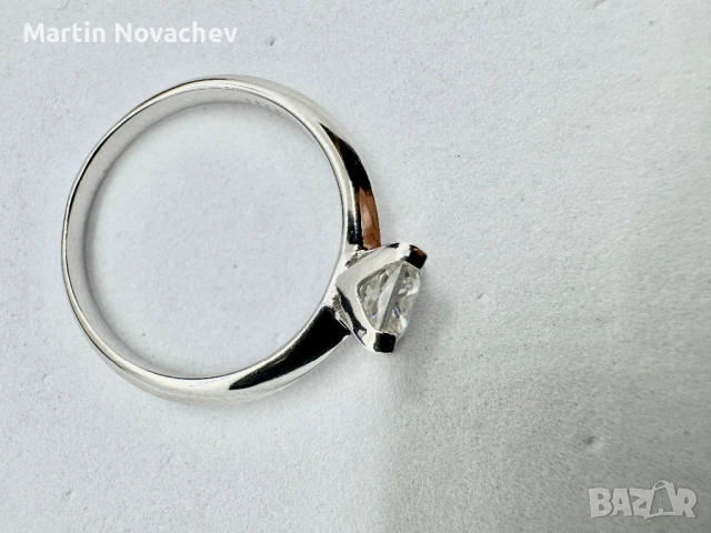 Сребърен пръстен с мойсанит (Диамант) 1 карат, снимка 7 - Пръстени - 53172562