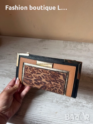 River Island дамски портфейл с тигров елемент и златни детайли с много джобове за карти и монетник ❤