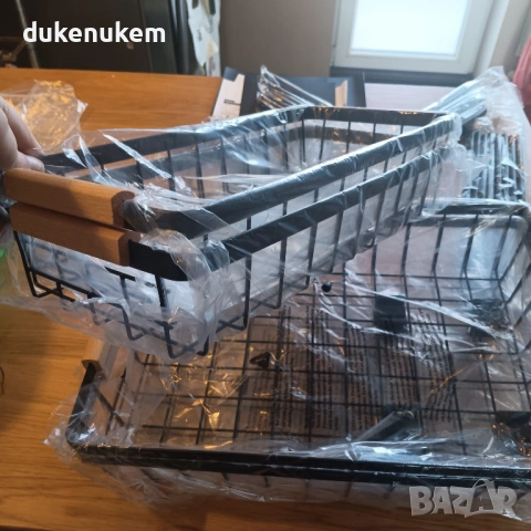 2 броя Двуетажен органайзер за под мивка – изтеглящ, метален,  без пробиване, снимка 7 - Етажерки - 53372518