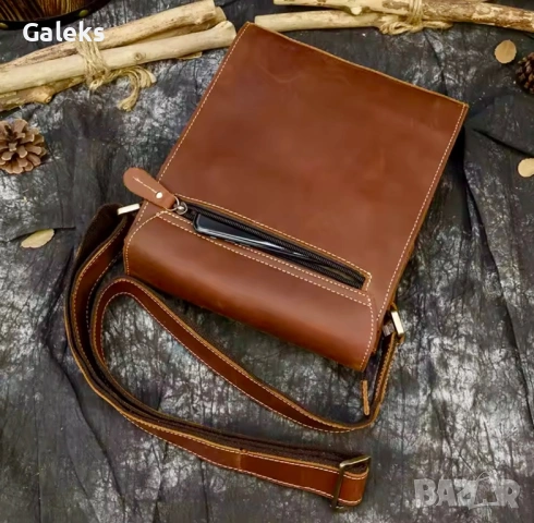 Мъжка луксозна кожена, винтидж чанта /Кафява Crazy Horse* естествена кожа!, снимка 18 - Чанти - 53102550