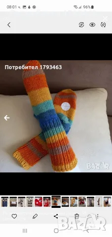 Ръчно плетени чорапи с картинка 38 размер, снимка 4 - Дамски чорапи - 34485094