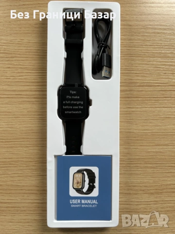 Нов Смарт часовник за мъже и жени 1.83" Android iOS черен Фитнес гривна, снимка 3 - Смарт гривни - 54045814