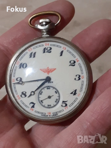 Стар руски джобен часовник Мълния с влак, снимка 5 - Антикварни и старинни предмети - 53347568