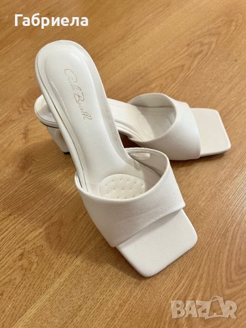 Бели чехли на ток Paolo Botticelli, снимка 4 - Дамски обувки на ток - 42112667