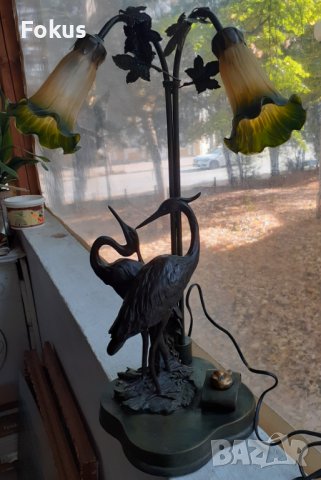 Уникално красива голяма арт лампа фигурална метал алабастър , снимка 3 - Антикварни и старинни предмети - 38551213