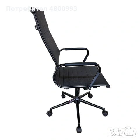 Елегантен модерен работен / мениджърски офис стол в черна кожа модел VALTER, снимка 2 - Столове - 54238843