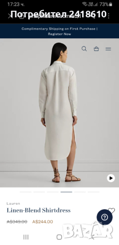 POLO Ralph Lauren  Лен /Вискоза Womens Shirtdress Size 0 /S НОВО! ОРИГИНАЛ! Дамска Ленена Рокля!, снимка 5 - Рокли - 44795595